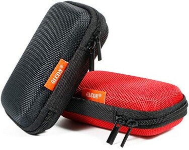 حافظة سماعات Glcon Hard Eva - حافظة حماية محمولة لسماعات الرأس - حقيبة حمل صغيرة مقاومة للصدمات (أحمر + أسود)