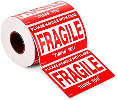 3 × 2 بوصة - 100 بكرة ملصقات هشة - سهلة التمزق، ملصقات تحذيرية لاصقة دائمة لصندوق الشحن، والكرتون، والطرود، والحزمة، والبليت والمزيد