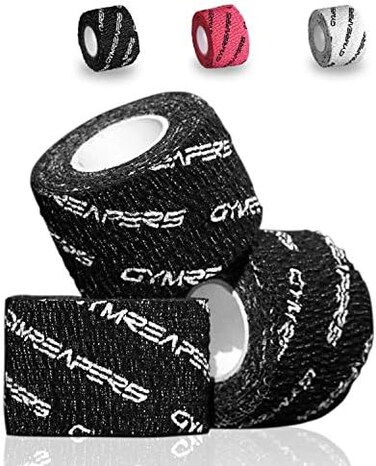 شريط إبهام لاصق لرفع الأثقال من جيم ريبرز، شريط رياضي قابل للتمدد وحماية للرفع الأولمبي، والتدريب المتقاطع، ورفع الأثقال، ومقبض الخطاف