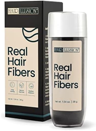 100% Natural Real Human Hair Fibersnot Synthetic For Men &amp; Women, Premium Large 38G Bottle (Black) 38 Gram Black