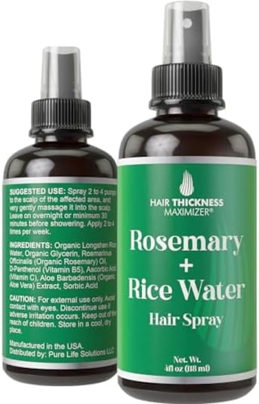 Longsheng Rice Water And Rosemary Growth Spray For Women &amp; Men - 4Oz Vegan Scalp Treatment For Thickening, Moisturizing And Strengthening Dry, Weak