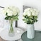 12Pcs Artificial Silk Flowers Realistic Roses Bouquet Long Stem For Home Wedding Decoration Party (White -2)