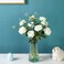 12Pcs Artificial Silk Flowers Realistic Roses Bouquet Long Stem For Home Wedding Decoration Party (White -2)