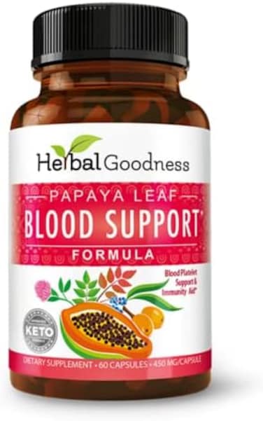 تركيبة دعم الدم بخلاصة أوراق البابايا العشبية 450 ملغ - 60 كبسولة نباتية