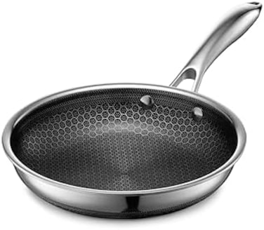 Hexclad 8 Inch Stainless Steel Hybrid Frying Pan With Handle Stay Cool - Pfoa Free, Dishwasher &amp; Oven Safe, Nonstick, Induction Hob Safe
