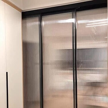 Hohofilm Reeded Glass Window Film, Privacy Window Film, Frosted Window Vinyl, Static Cling Tint, Non Adhesive Film (35.4X78.7)