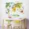 Homeevolution Large Kids Educational Animal Landmarks World Map Peel &amp; Stick Wall Decals Stickers Home Decor Art For Living Room