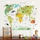 Homeevolution Large Kids Educational Animal Landmarks World Map Peel &amp; Stick Wall Decals Stickers Home Decor Art For Living Room