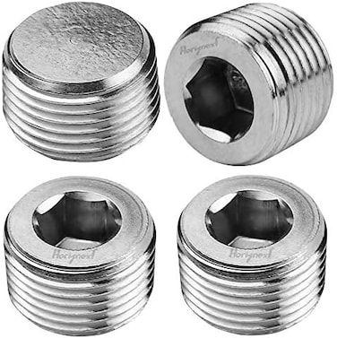 Stainless Steel Hex Countersunk Plug (Npt Male, Pack Of 4) 1/4" 7551644 4