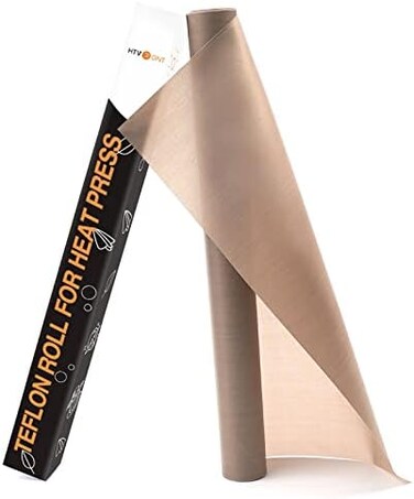 صفائح تفلون Htvront للضغط الحراري - 12 بوصة × 8 قدم صفائح تفلون غير لاصقة من مادة Ptfe قابلة لإعادة الاستخدام، لفة ورق تفلون مقاومة للحرارة