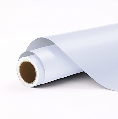 الفينيل الدائم الأبيض Htvront للكريكات، لفات الفينيل الدائمة البيضاء - لفة فينيل لاصقة مقاس 12 بوصة × 11 قدم للكريكات، والصورة الظلية، والنقش، واللافتات، وسجلات القصاصات، والحرف اليدوية أبيض غير لامع