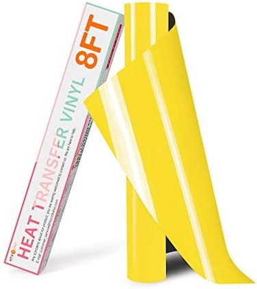 Htvront Htv Vinyl Rolls Heat Transfer Vinyl - 12" X 8Ft Yellow Htv Vinyl For Shirts, Iron On Vinyl For All Cutting Machine - Easy To Cut &amp; Weed For Heat Vinyl Design (Yellow)