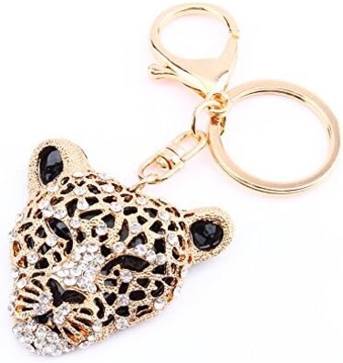 كريستال ليوبارد كيرينغ لطيف كريستال حجر الراين المفاتيح بلينغ حقيبة سحر محفظة قلادة حقيبة يد الديكور هدية