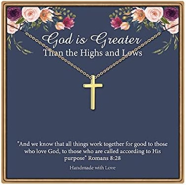 قلادة أنيقة للنساء والفتيات، قلادة على شكل دائرة لا نهاية لها هدايا للأم الجديدة والحفيدة، أفضل صديق لوصيفة العروس، قلادة متقاطعة للهدايا الدينية، هدايا الأخت، ابن العم، العمة، قلادة عيد ميلاد سعيد