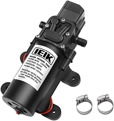 12 Volt Diaphragm Pump 4Lpm 1.05 Gpm 108Psi Self Priming Sprayer Pump 12V Dc Fresh Water Pump With Pressure Switch Adjustable For Rv Camper Marine Boat Lawn (45W)