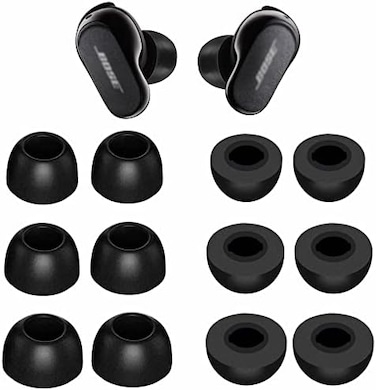 Memory Foam Tips Compatible With Quietcomfort Earbuds Ii Ear Tips Eartips, No Silicone Pain Noise Reduce Comfortable Compatible With Bose Quietcomfort Earbuds Ii 2022 Release - S/M/L Black