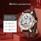 Ik Colouring Bestn Wristwatches For Men Self-Winding Allochroic Luminous Hands Skeleton Mechanical Black Watch Leather Brown