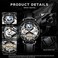 Ik Colouring Bestn Wristwatches For Men Self-Winding Allochroic Luminous Hands Skeleton Mechanical Black Watch Leather Black①
