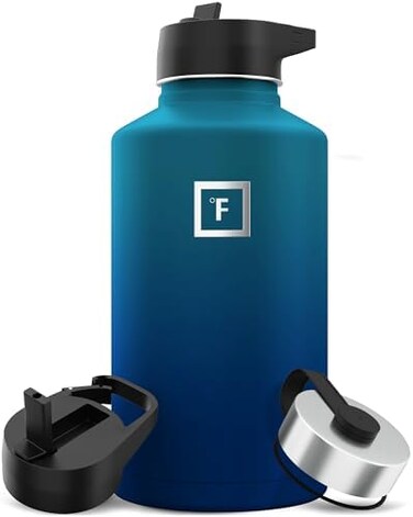 Iron &deg;Flask Sports Water Bottle - 64 Oz, 3 Lids (Straw Lid), Leak Proof, Vacuum Insulated Stainless Steel, Double Walled, Thermo Mug, Metal Canteen