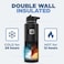 زجاجة مياه رياضية Iron ° Flask - 40 أونصة، 3 أغطية (غطاء من القش)، مقاومة للتسرب، من الفولاذ المقاوم للصدأ المعزول بالفراغ، جدار مزدوج، كوب حراري، مقصف معدني