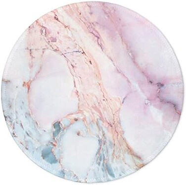 Marble Round Mouse Pad, Pink Marble Customized Premium-Textured Mouse Mat, Washable Mousepads With Lycra Cloth, Non-Slip Rubber Base Small Mousepad, 7.87&times;7.87&times;0.12 Inches (Pink Marble)