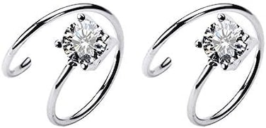 أقراط مكعبة من الزركونيا أقراط دائرية صغيرة من الفضة الإسترليني أنيقة من الكريستال الغضروف الملتوي الزاحف حلق هوجي ثقب الأذن آذان حساسة لا تسبب الحساسية، كريستال، زركونيا مكعب