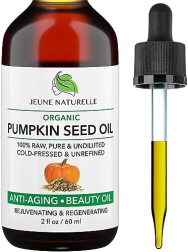 Jeune Naturelle Pumpkin Seed Oil Organic, 100% Pure Raw Cold Pressed Undiluted For Anti Aging Wrinkle Repair Hair Growth, Fast Absorbing, Travel Size, Non-Comedogenic Organic Pumpkin Seed Oil
