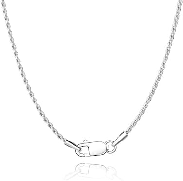 Jewlpire قطع الماس 925 الفضة الاسترليني سلسلة حبل سلسلة قلادة فضية إيطالية للنساء الرجال سوبر لامعة دائم 1.35mm حجم 16، 18، 20، 22، 24 بوصة