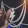 Jinao Hip Hop Lightning Bolt Design Pendant 18K Gold Plated Iced Out Cz Pendant Necklace With Micropave Simulated Diamond For Men Women Two Color