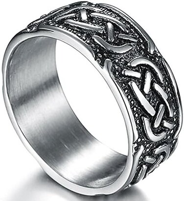 9mm Vintage Stainless Steel Celtic Knot Ring Biker Cocktail Party