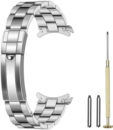 سوار ساعة من الفولاذ المقاوم للصدأ مقاس 20 ملم و22 ملم ذو نهاية منحنية للرجال والنساء وحزام ساعة معدني برغي في سوار بديل مستدق مع مشبك كلاسيكي فضي