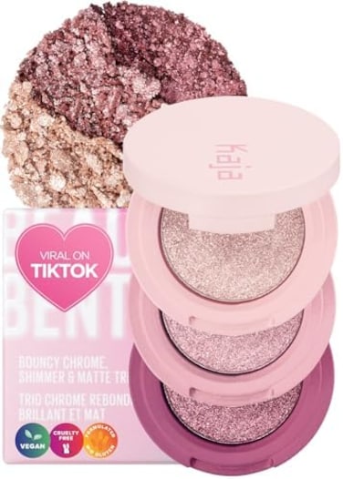 Kaja Beauty Bento Collection - Bouncy Eyeshadow Trio, Plum Rosy Tones, Travel Size, 01 Rosewater, 2019 Allure Best Of Beauty Award, 0.03 Oz