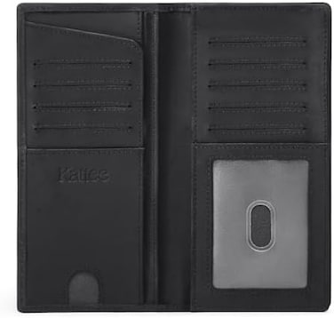Kattee Men's Vintage Genuine Leather Long Wallet For Checkbook Credit Cards, 2-Black New (With Gift Box), Vintage
