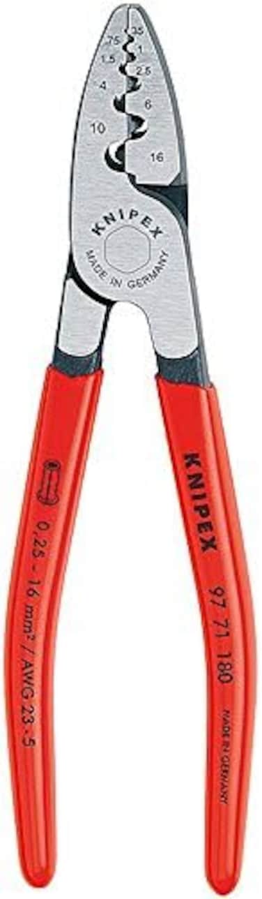 Knipex 97 71 180 Crimping Pliers For End Sleeves (Ferrules) Plastic Coated 180 mm