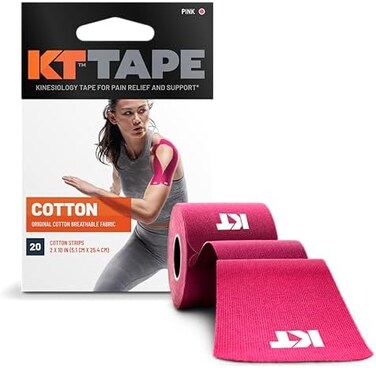 Kt Tape Original Cotton Elastic Kinesiology Therapeutic Athletic Tape, 20 Pack, 10&rdquo; Cut Strips