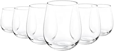 كؤوس نبيذ أكريليك غير قابلة للكسر سعة 18 أونصة، مجموعة من 6 قطع شفافة