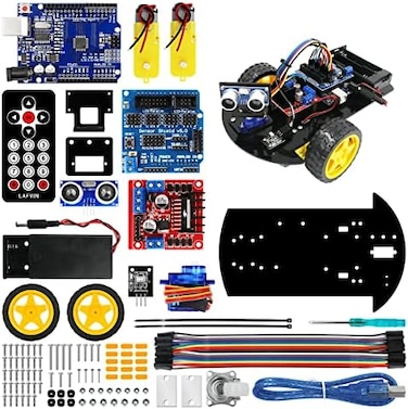 Smart Robot Car 2Wd Chassis Kit With Ultrasonic Module R3 Board, Remote Compatible With Arduino Ide DIY Kit