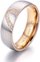 Lavumo Matching Promise Rings For Couples Love You Forever Wedding Bands Sets For Him And Her Half Heart Rings Stainless Steel 6mm With Box Comfort Fit, Metal Crystal Rhinestone, Cubic Zirconia