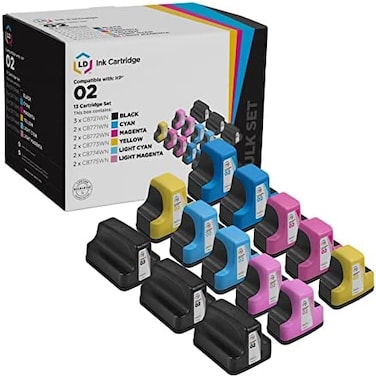 Ld Products Remanufactured Ink Cartridge Replacement For Hp 02 (3 Black 2 Cyan 2 Magenta 2 Yellow 2 Light Cyan 2 Light Magenta 13-Pack)