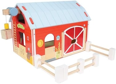 Le Toy Van - Educational Wooden Toy Colourful Wooden Red Barn, Great Interactive Role Play Gifts For A Boy Or Girl - 3+ Years