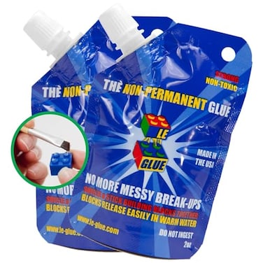 Le Glue Temporary Glue, 2 Pack - Non-Permanent Adhesive For Plastic Building Blocks, No More Messy Break-Ups - Safe, Non-Toxic Formula - As Seen On Shark Tank, Created For Kids, By A Kid