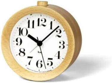 ساعة منبه تناظرية من Lemnos Wr09-15Nt - ساعة خشبية بلون طبيعي - تصميم ريكي