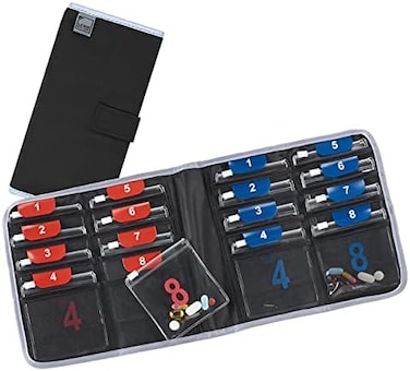Lewis N. Clark Am/Pm Folding Pill Organizer + Supplement Case For Otc Medicine, Black, 1 Count (Pack Of 1), 16 Slot