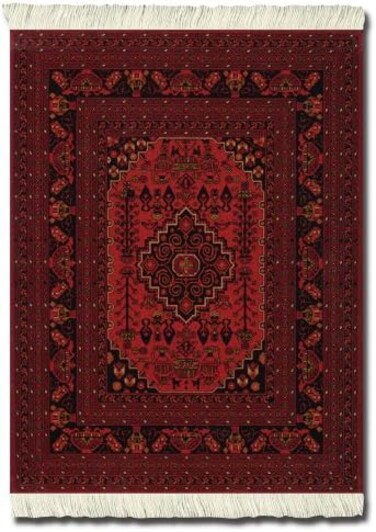 سجادة فأر أفغانية حمراء عتيقة من Lextra (أسود، أبيض، برتقالي داكن، 10.25 × 7.125 بوصة)