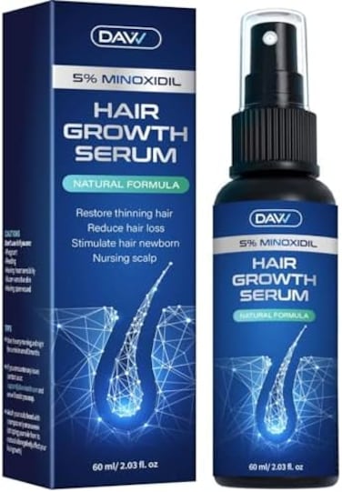 5% مينوكسيديل لنمو الشعر للرجال والنساء - مصل نمو الشعر 60 مل - بخاخ مينوكسيديل لإعادة نمو الشعر واللحية - علاج تساقط الشعر - كمية تكفي لمدة شهر