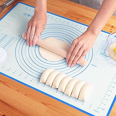 Limnuo Silicone Pastry Mat Extra Thick Non Stick Baking Mat, Fondant Mat, Counter Mat, Dough Rolling Mat, Oven Liner, Pie Crust Mat (16''(W)*20''(L), Blue)