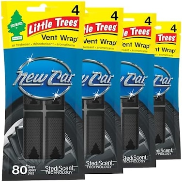 Little Trees Car Air Freshener. Vent Wrap Provides Long-Lasting Scent, Slip On Vent Blade. New Car, 16 Air Fresheners, 4 Count (Pack Of 4)