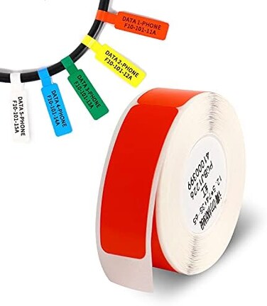 تسميات الكابلات الملونة للماء تسميات الحبل الأسلاك العلامات الكتابة على ملصقات المسيل للدموع مقاومة مرنة العمل تسميات تعريف الحبل لصانع التسمية D11 مختلف أسلاك الشاحن الكابلات - الأحمر 65pcs