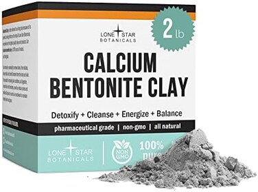 Calcium Bentonite Clay Healing Powder - Pure Pharmaceutical, Better Than Food Grade - Face, Body &amp; Hair Detox Mask, For Internal Use, Natural Mud Masks, Deep Pore Cleansing For Health &amp; Beauty