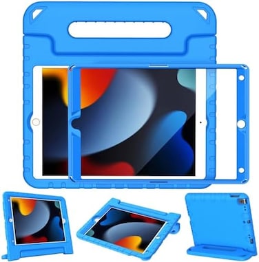 Ltrop Kids Case For iPad 9Th/ 8Th/ 7Th Generation (2021/2020/ 2019), iPad 10.2 Case For Kids, Shockproof Handle Stand Case For iPad 9/8/ 7 Gen 10.2 Inch - Blue